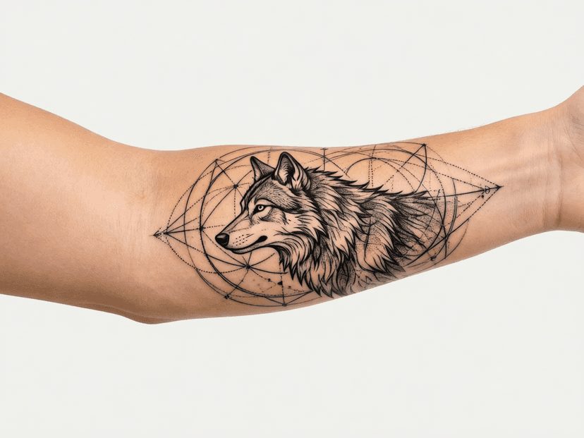 StarInk AI tattoo preview — Realism portrait style tattoo on male arm, highly detailed skin texture